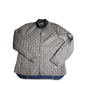 Frank & Oak Mens XXL Quilted Gray Jacket Navy Lining Outerwear Polyester/Nylon